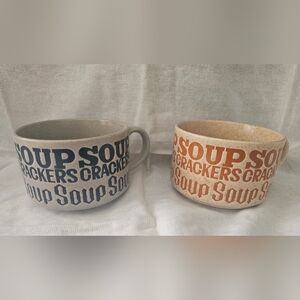 Set Of Vintage 1970s Style Soup And Cracker Mug Cups Stoneweare Cottagecore